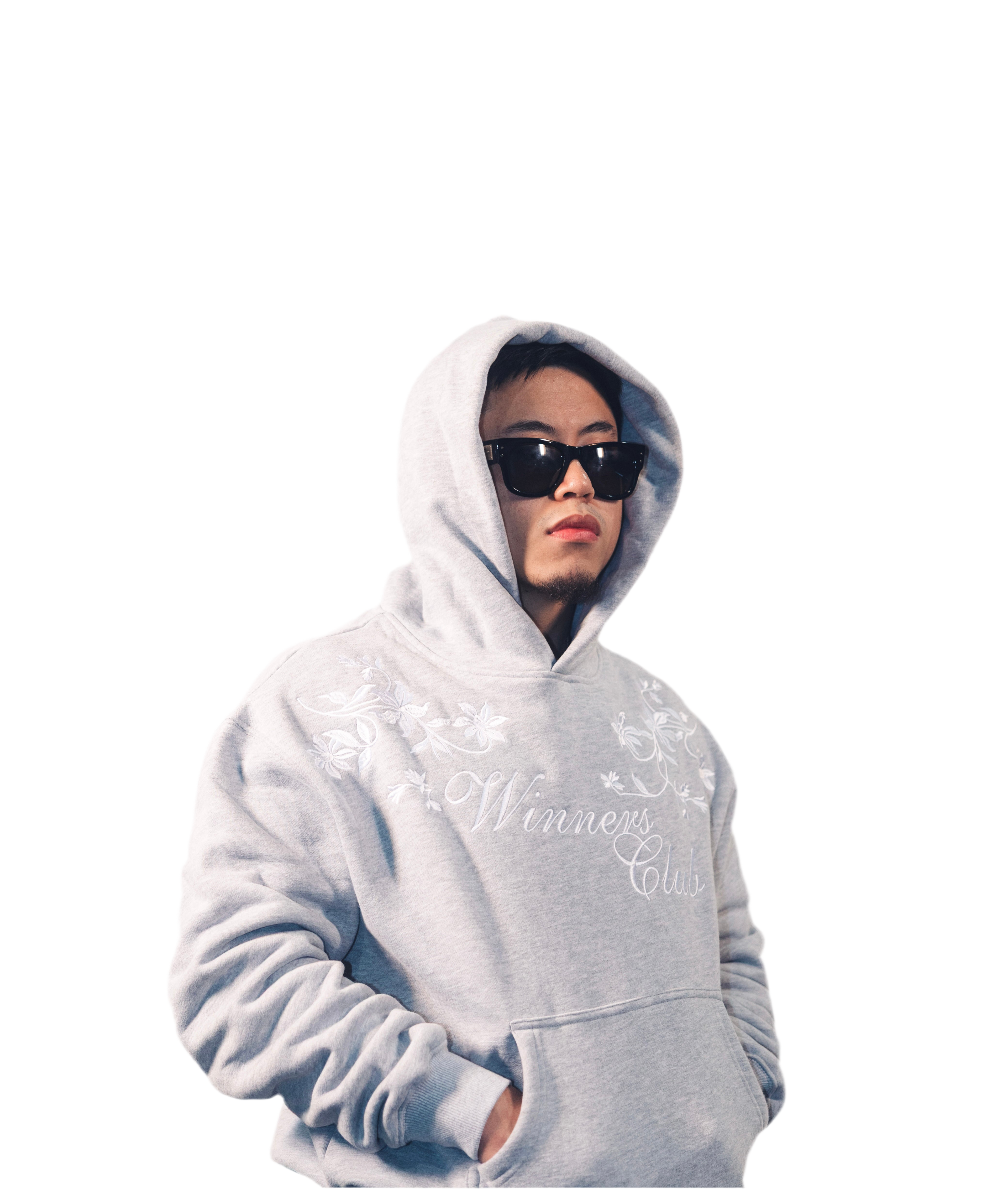 EMBROIDERED FLORAL HOODIE (STONE)