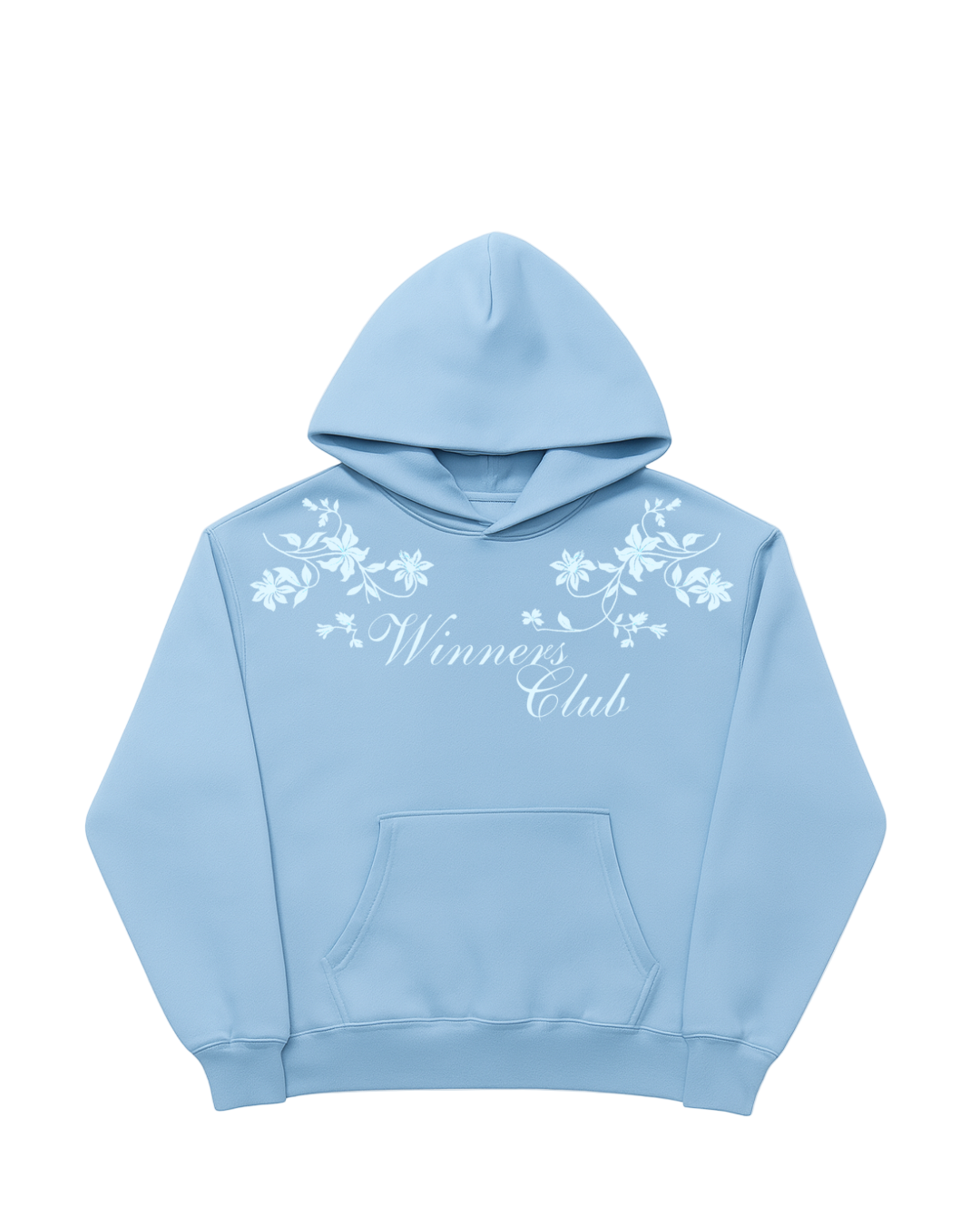 EMBROIDERED FLORAL HOODIE (BLEU CLAIR)